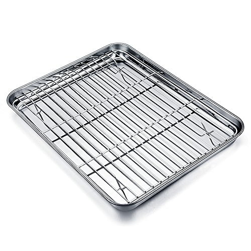 Rust Free & Dishwasher Safe Stainless Steel Baking Pan Tray and Rack Set